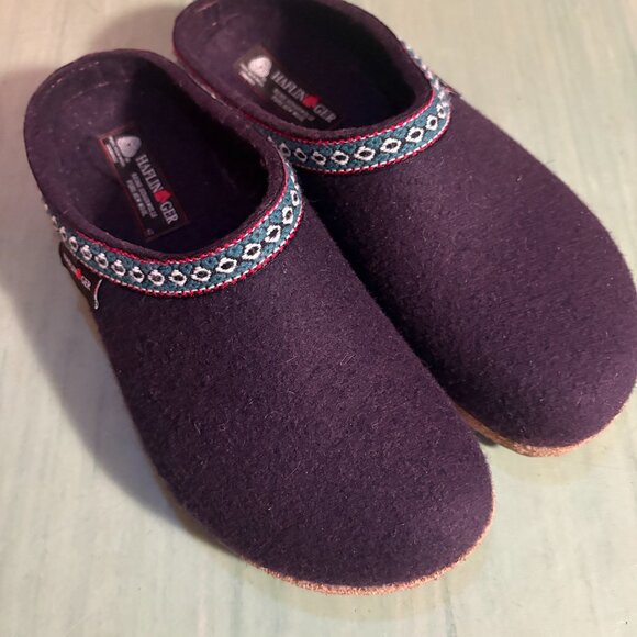 MINT Womens Haflinger Eggplant Grizzly GZ Wool Felt Clogs Size 40 / US 9 - Picture 2 of 11